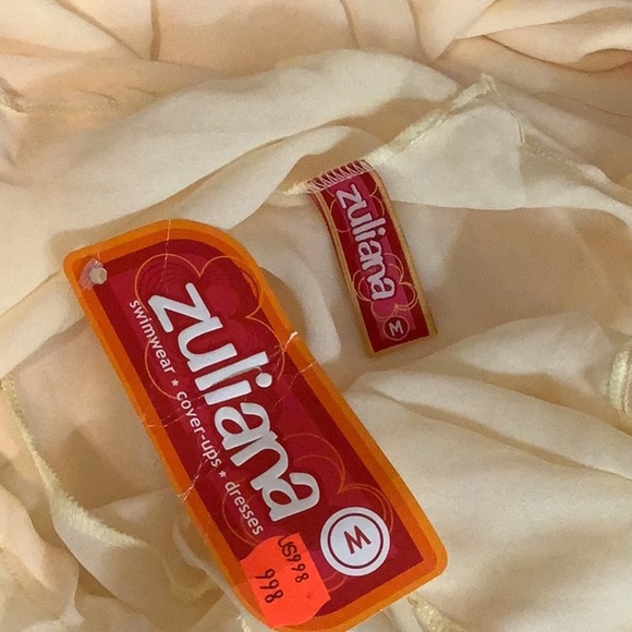 Zuliana Size Medium Baby Yellow Sheer Waist Tie Beach Pants. Made in USA. New - Picture 5 of 5